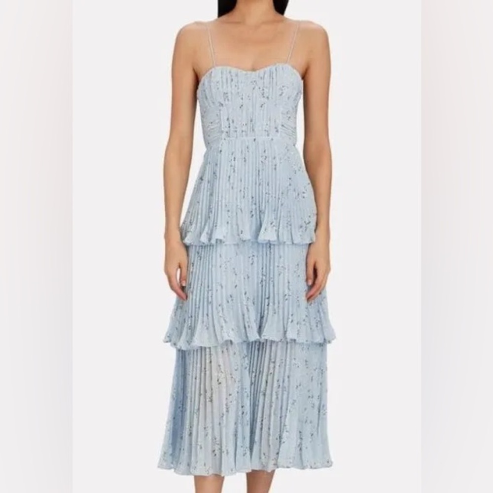 Self-Portrait Blue Tiered Dress